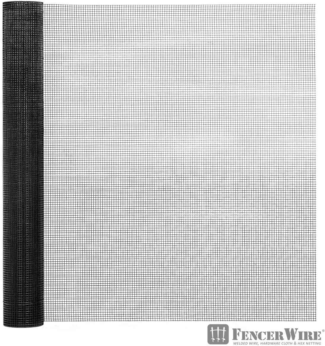 23 Gauge Black Vinyl Coated Welded Fence Wire Roll with Mesh Size 1/4-Inch x 1/4-Inch, Multiple Size Options
