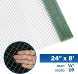 19 Gauge 24" x 96" Green Vinyl Coated 1/2 Hardware Cloth