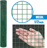 19 Gauge 24" x 96" Green Vinyl Coated 1/2 Hardware Cloth