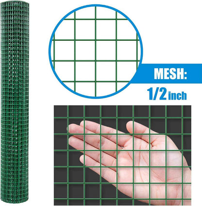 19 Gauge 24" x 96" Green Vinyl Coated 1/2 Hardware Cloth