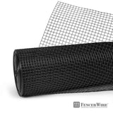 19 Gauge Black Vinyl Coated Welded Fence Wire Rolls, Mesh 1/2" X 1/2", Versatile Garden Wire Fencing, Multiple Size Options