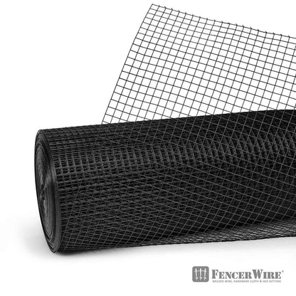 19 Gauge Black Vinyl Coated Welded Fence Wire Rolls, Mesh 1/2" X 1/2", Versatile Garden Wire Fencing, Multiple Size Options