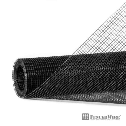 23 Gauge Black Vinyl Coated Welded Fence Wire Roll with Mesh Size 1/4-Inch x 1/4-Inch, Multiple Size Options