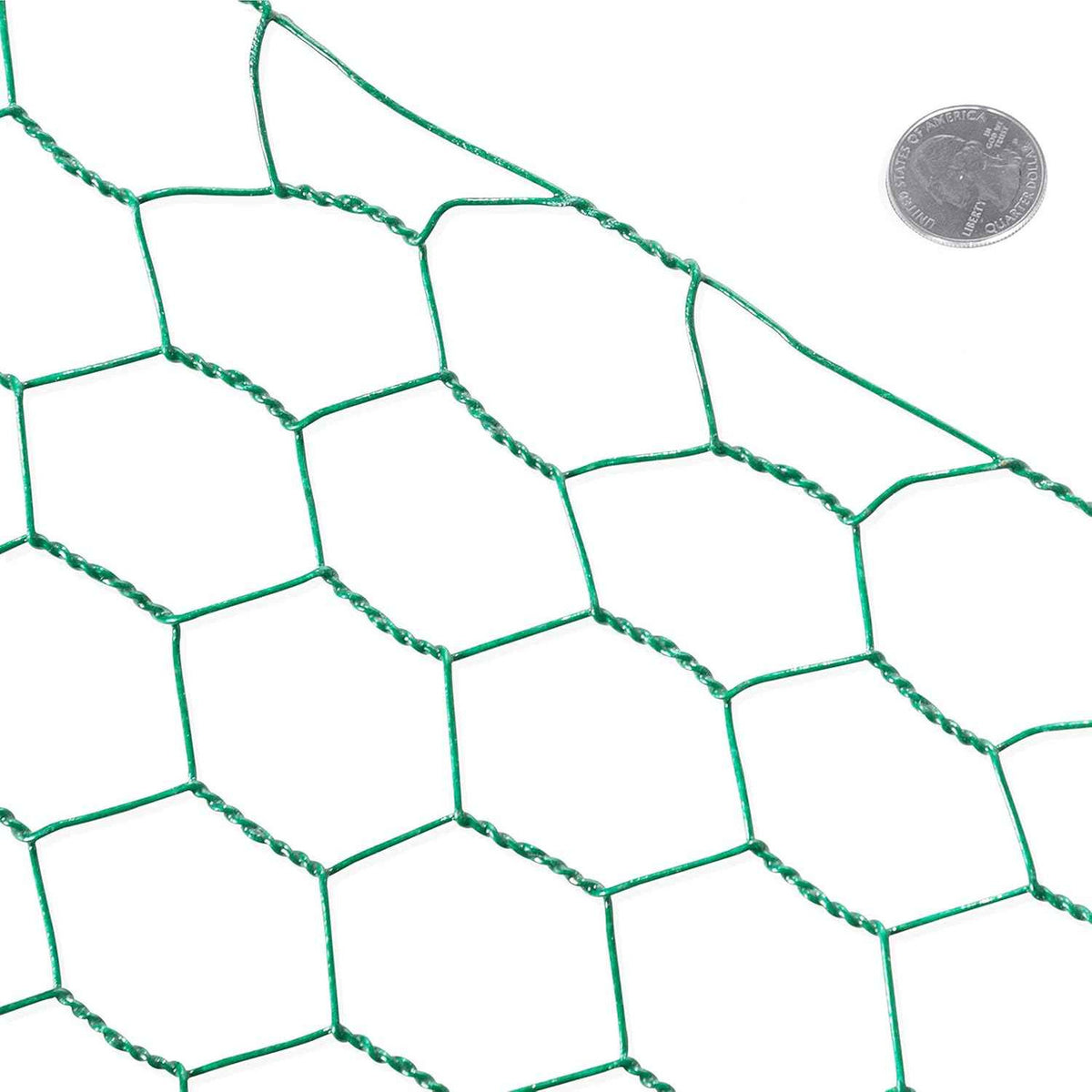 16 Gauge Green Vinyl Coated Hex / Poultry Netting Mesh 1.5" (3 ft. x 150 ft.)