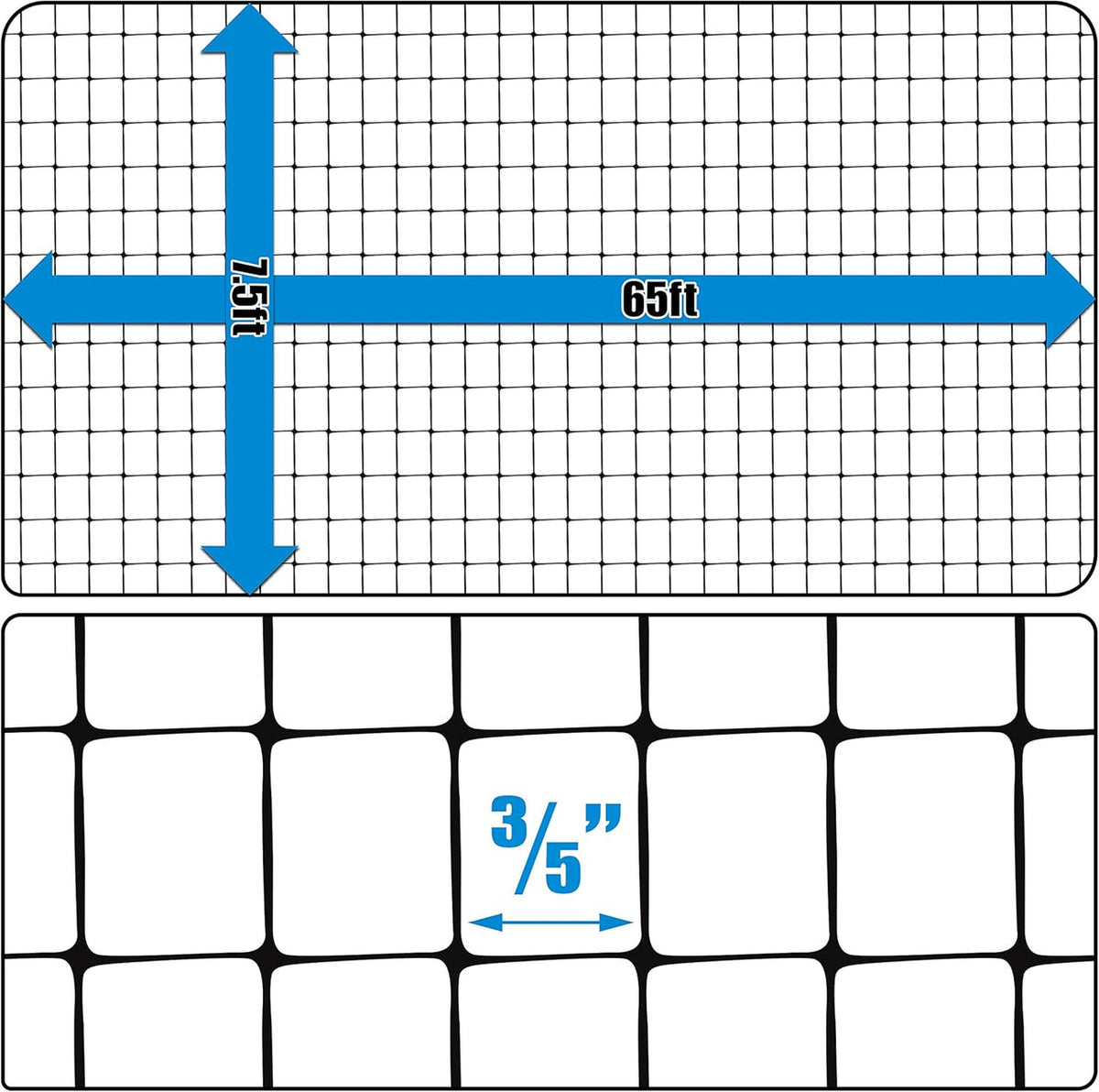 7.5 ft. x 65 ft. Garden & Plant Protective Netting with 3/5" Mesh