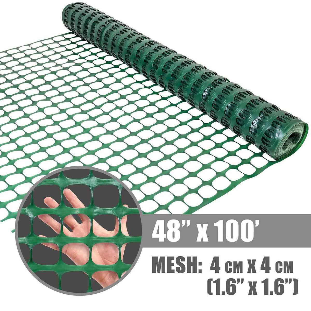 4 ft. x 100 ft. Outdoor Green Plastic Snow Fence with Opening Mesh Size 1.6" x 1.6"