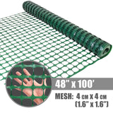 4 ft. x 100 ft. Outdoor Green Plastic Snow Fence with Opening Mesh Size 1.6" x 1.6"