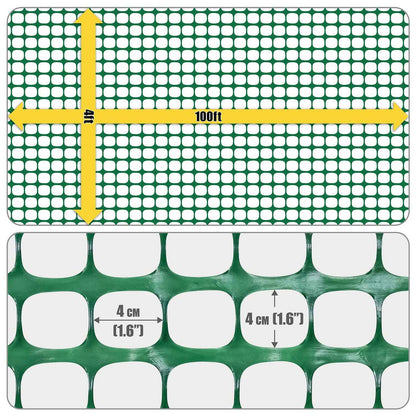 4 ft. x 100 ft. Outdoor Green Plastic Snow Fence with Opening Mesh Size 1.6" x 1.6"