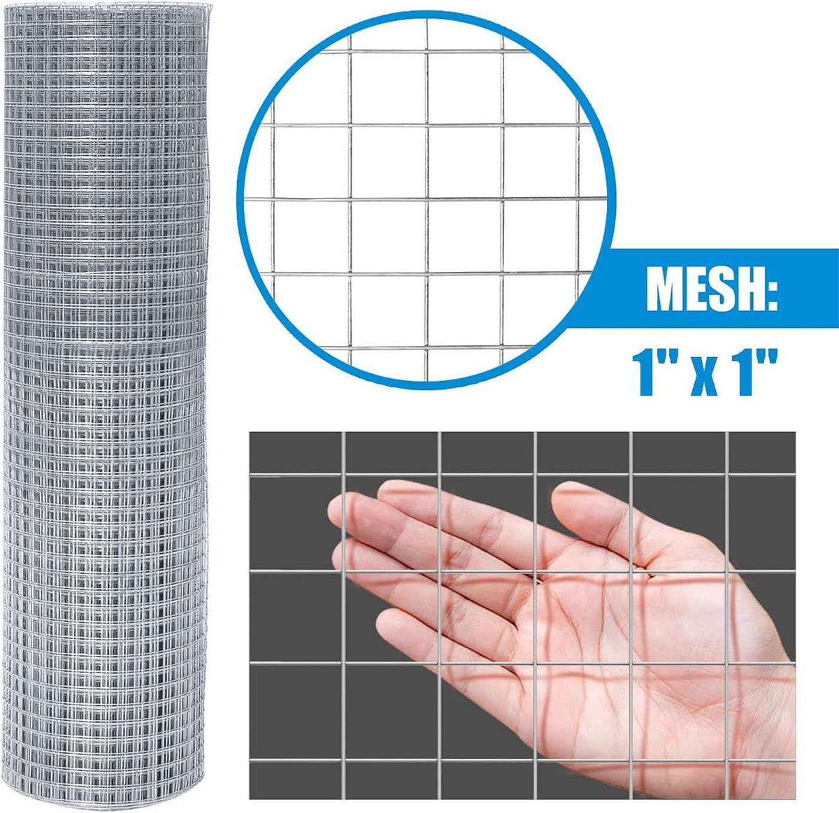 16 Gauge Hot-Dipped Galvanized Welded Wire Fence with 1 inch x 1 inch mesh size (4 ft. x 100 ft.)