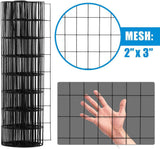 16 Gauge Black Vinyl Coated Welded Wire Mesh Size 2 inch by 3 inch, Multiple Size Options