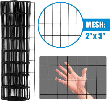 16 Gauge Black Vinyl Coated Welded Wire Mesh Size 2 inch by 3 inch, Multiple Size Options