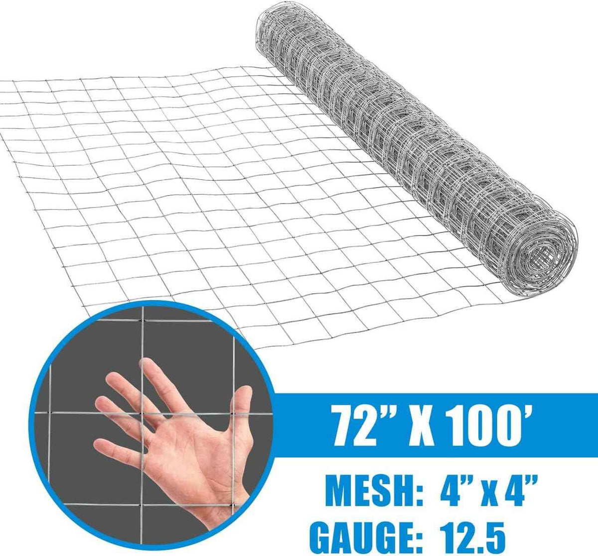 Welded Wire Fence 12.5 Gauge, Galvanized Welded Fence Wire Roll, Mesh Size 4-Inch x 4-Inch