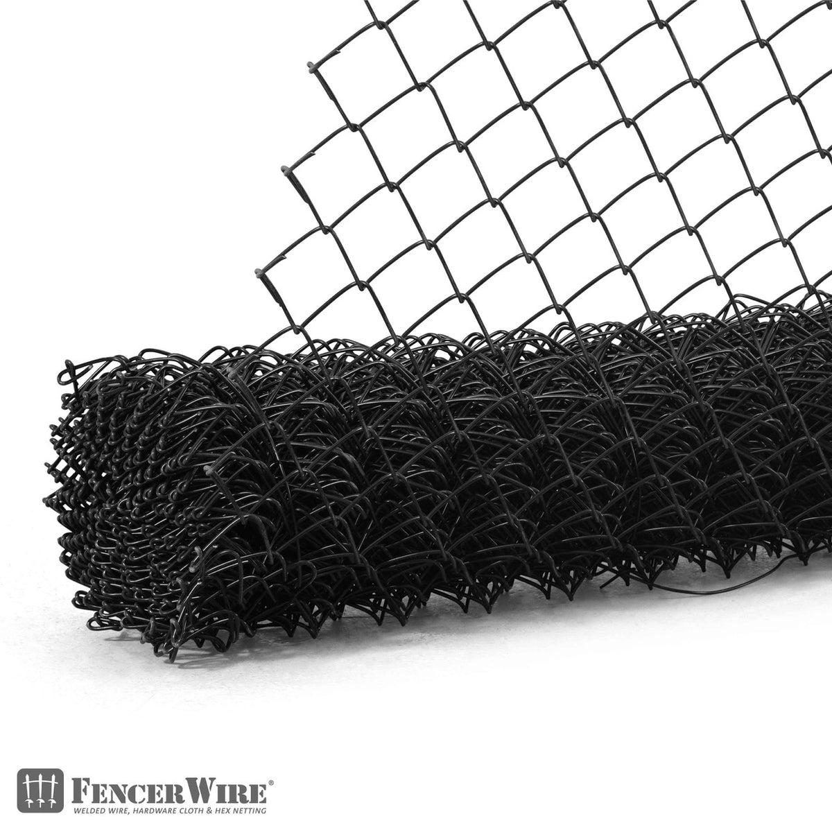 9 Gauge Black Vinyl Coated Galvanized Steel Chain Link Fence Fabric, Diamond Mesh Size 2-3/8 Inch, Multiple Options