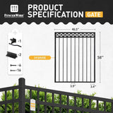 5FT Height x 4FT Width Heavy Duty Flat Top X-Pattern Decorative Fence Gate, Multiple Options