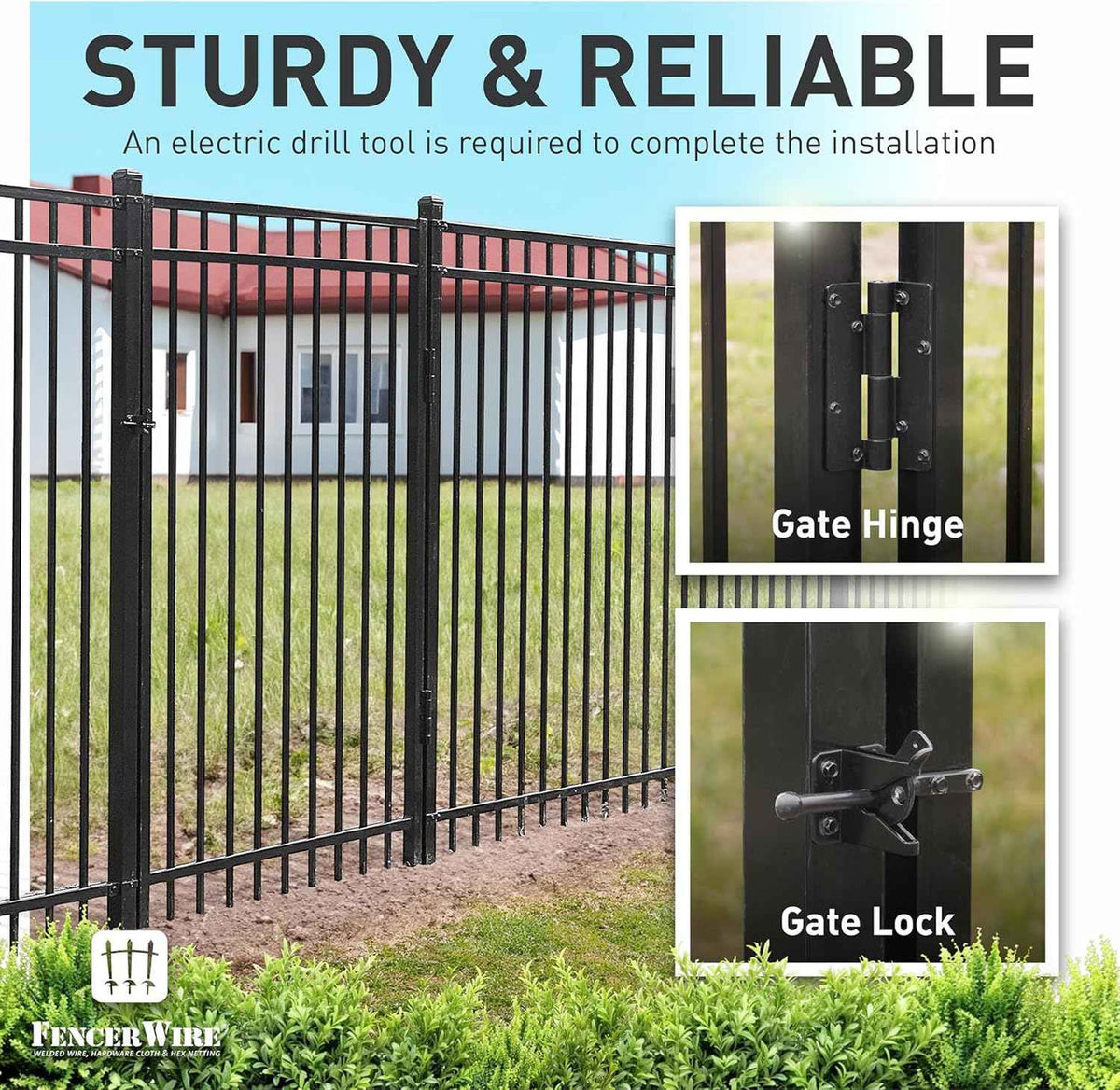 6FT Height x 4FT Width Heavy Duty Flat Top X-Pattern Decorative Fence Gate, Multiple Options