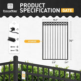6FT Height x 4FT Width Heavy Duty Flat Top X-Pattern Decorative Fence Gate, Multiple Options