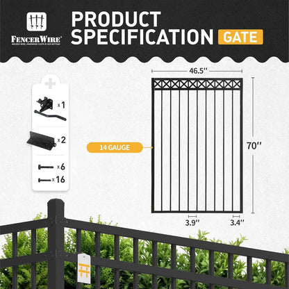 6FT Height x 4FT Width Heavy Duty Flat Top X-Pattern Decorative Fence Gate, Multiple Options