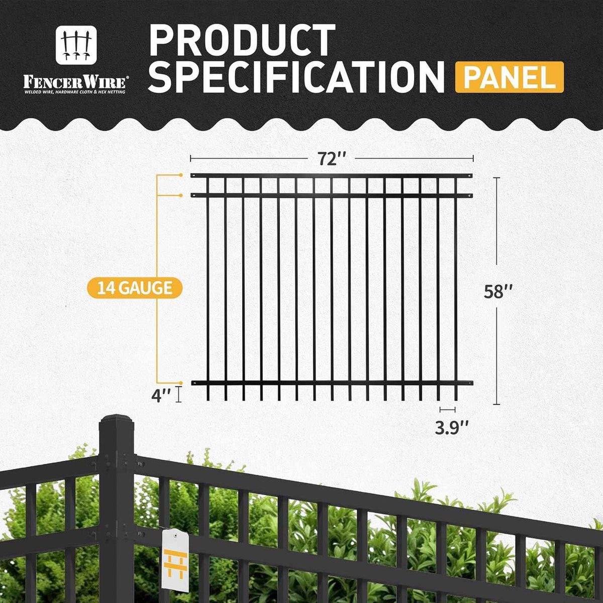 5FT Height X 6FT Width Heavy Duty Flat Top Fence Barrier Panel, Multiple Options