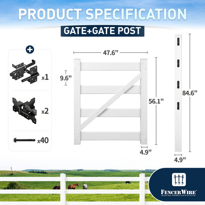 Kit de puerta de rancho de vinilo con poste, bisagras, pestillo y herrajes, varias opciones