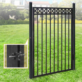 Heavy Duty Flat Top Fence Barrier Kit with 5FT Height X 6FT Width Panels, Decorative Gate, Posts & Connectors, Multi-options