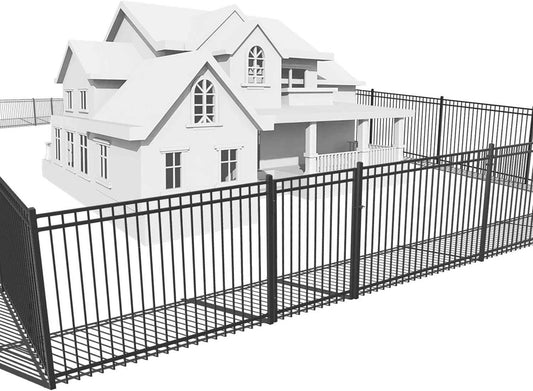 Heavy Duty Flat Top Fence Barrier Kit with 6FT Height X 6FT Width Panels, Flat Top Gate, Posts & Connectors, Multi-options