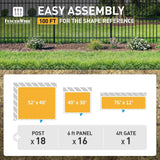 Heavy Duty Flat Top Fence Barrier Kit with 6FT Height X 6FT Width Panels, Flat Top Gate, Posts & Connectors, Multi-options
