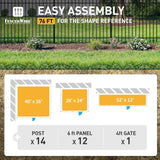 Heavy Duty Flat Top Fence Barrier Kit with 6FT Height X 6FT Width Panels, Arched Gate, Posts & Connectors, Multi-options