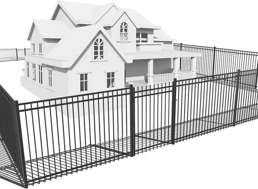 Heavy Duty Flat Top Fence Barrier Kit with 4FT Height X 6FT Width Panels, Pinnacle Gate, Posts & Connectors, Multi-options