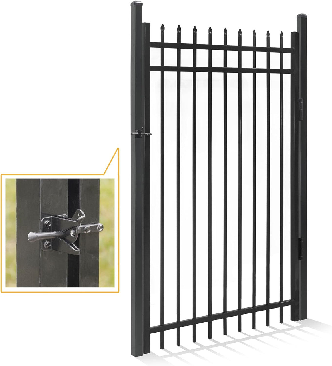 Heavy Duty Flat Top Fence Barrier Kit with 6FT Height X 6FT Width Panels, Pinnacle Gate, Posts & Connectors, Multi-options