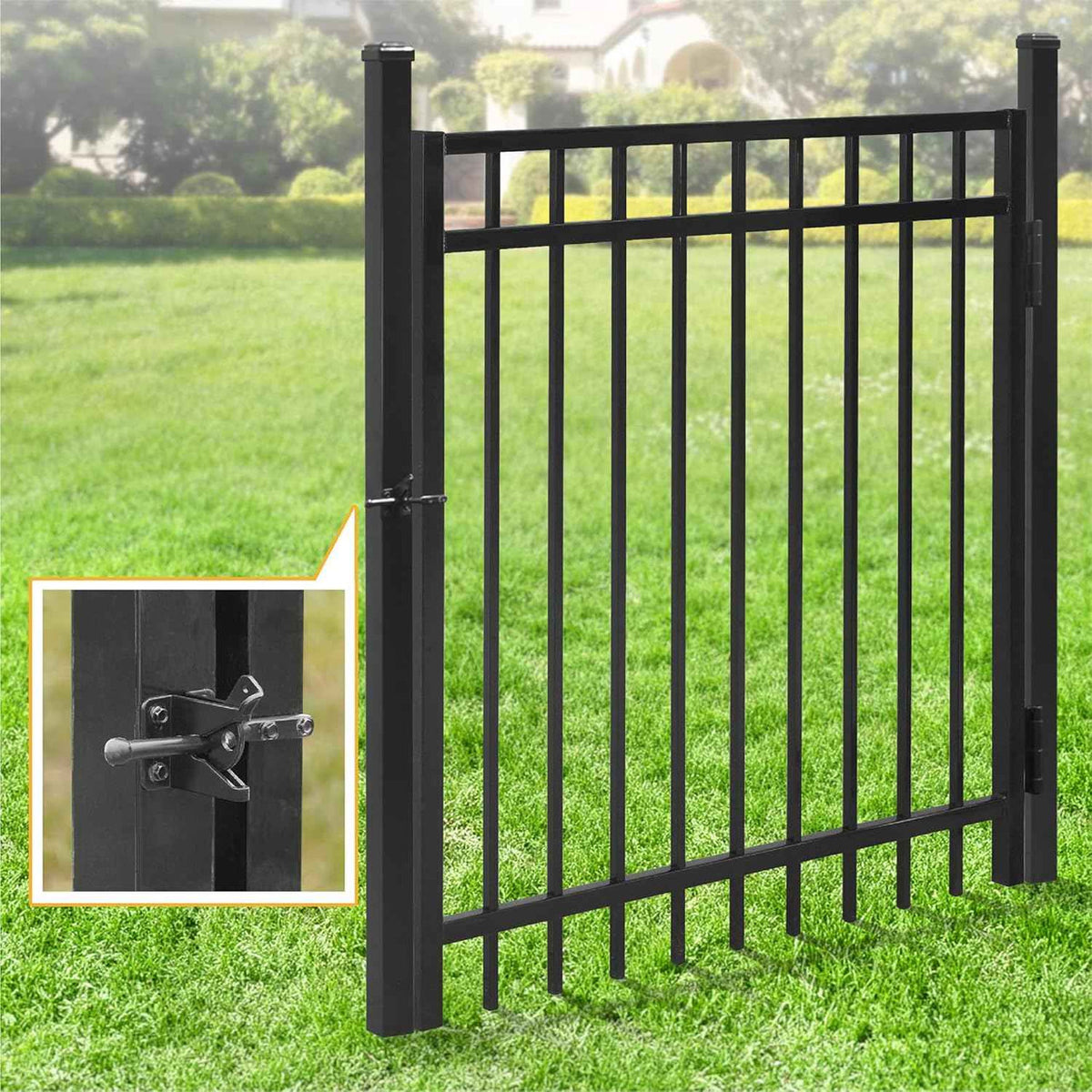 Heavy Duty Pinnacle Fence Barrier Kit with 4FT Height X 6FT Width Panels, Flat Top Gate, Posts & Connectors, Multi-options