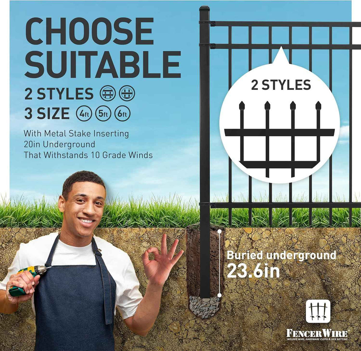Heavy Duty Pinnacle Fence Barrier Kit with 6FT Height X 6FT Width Panels, Pinnacle Gate, Posts & Connectors, Multi-options