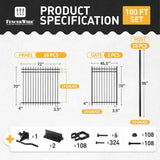 Heavy Duty Pinnacle Fence Barrier Kit with 6FT Height X 6FT Width Panels, Pinnacle Gate, Posts & Connectors, Multi-options