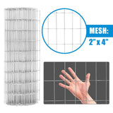 12.5 Gauge Galvanized Welded Wire 2 Inch by 4 Inch Mesh, Multiple Size Options