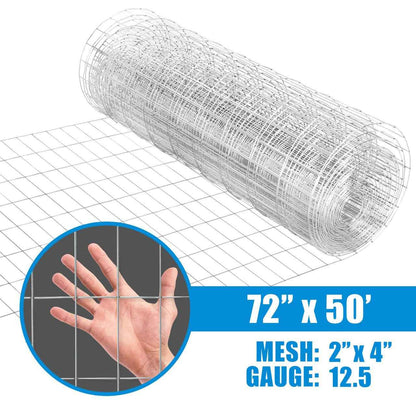12.5 Gauge Galvanized Welded Wire 2 Inch by 4 Inch Mesh, Multiple Size Options