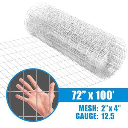 12.5 Gauge Galvanized Welded Wire 2 Inch by 4 Inch Mesh, Multiple Size Options