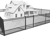 Heavy Duty Flat Top Fence Barrier Kit with 4FT Height X 8FT Width Panels, Decorative Gate, Posts & Connectors, Multi-options