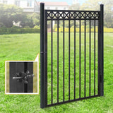Heavy Duty Flat Top Fence Barrier Kit with 5FT Height X 8FT Width Panels, Decorative Gate, Posts & Connectors, Multi-options