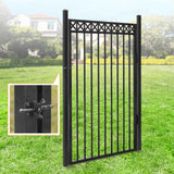 Heavy Duty Flat Top Fence Barrier Kit with 6FT Height X 8FT Width Panels, Decorative Gate, Posts & Connectors, Multi-options