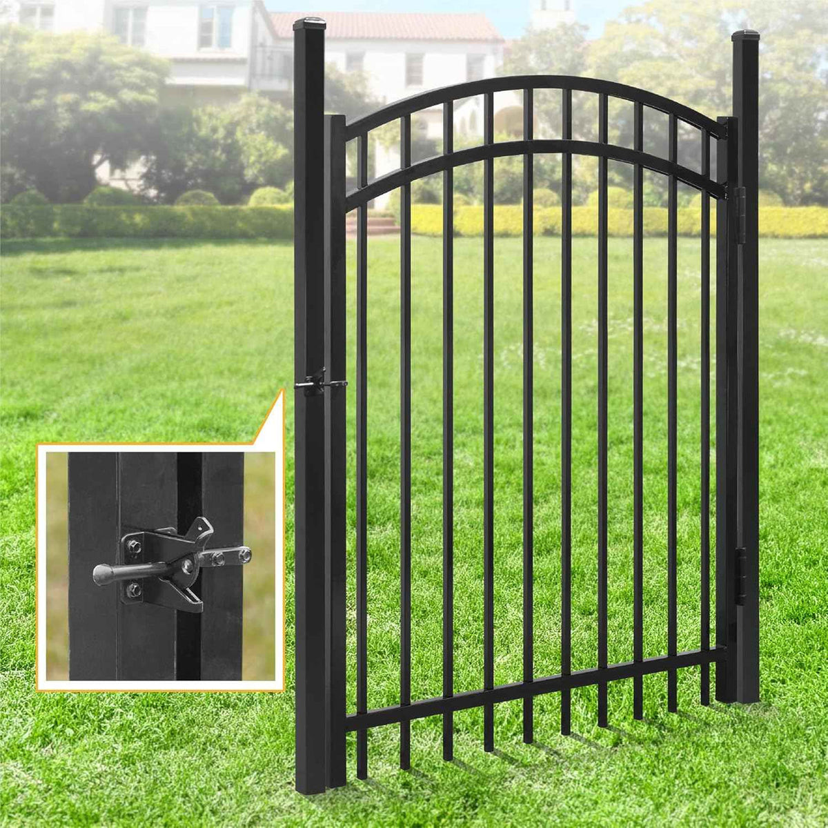 Heavy Duty Pinnacle Fence Barrier Kit with 5FT Height X 8FT Width Panels, Arched Gate, Posts & Connectors, Multi-options