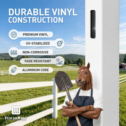 3-Rail Vinyl Ranch Fence Kit with 4ft H x 4ft W Gate, 6ft Posts & 8ft Rails, Multiple Options