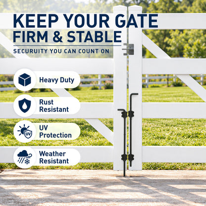 24" Heavy Duty Steel Cane Bolt Gate Drop Rod for Wood, Vinyl & Metal Fences