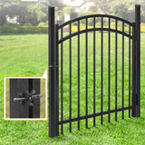 Heavy Duty Flat Top Fence Barrier Kit with 4FT Height X 8FT Width Panels, Arched Gate, Posts & Connectors, Multi-options
