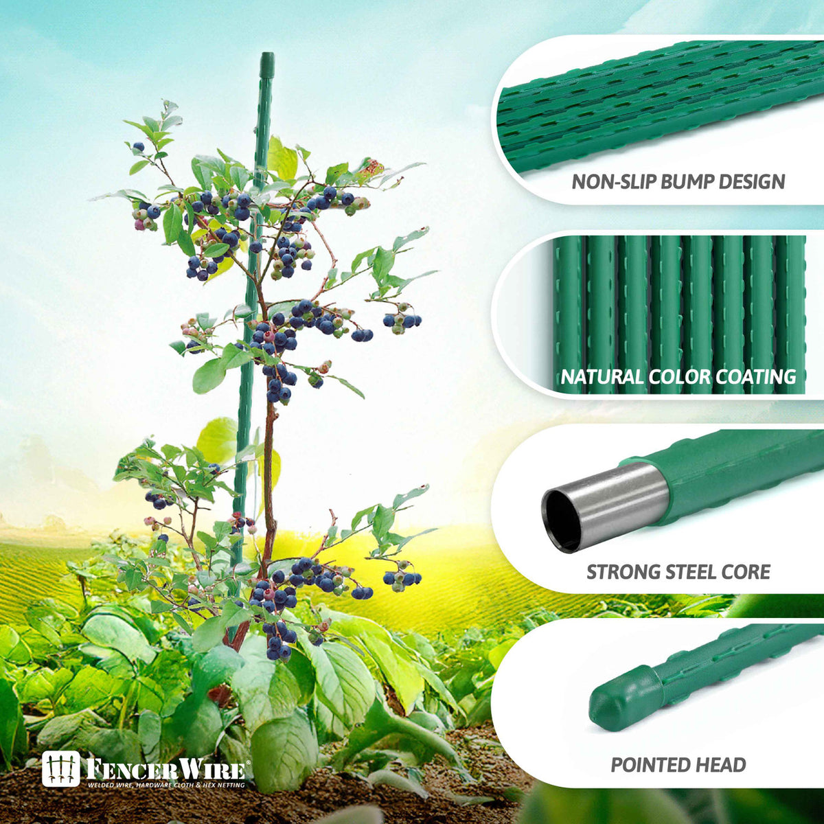 25 Pack Durable Metal Plant Supports Garden Stakes,3ft, 4ft, 5ft