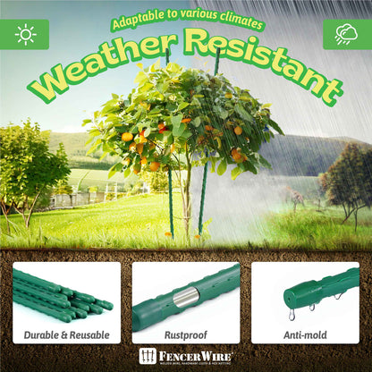 25 Pack Durable Metal Plant Supports Garden Stakes,3ft, 4ft, 5ft