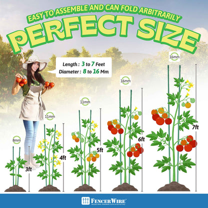 25 Pack Durable Metal Plant Supports Garden Stakes,6ft, 7ft