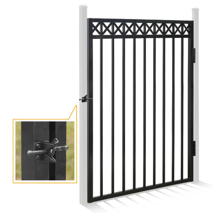 5FT Height x 4FT Width Heavy Duty Flat Top X-Pattern Decorative Fence Gate, Multiple Options