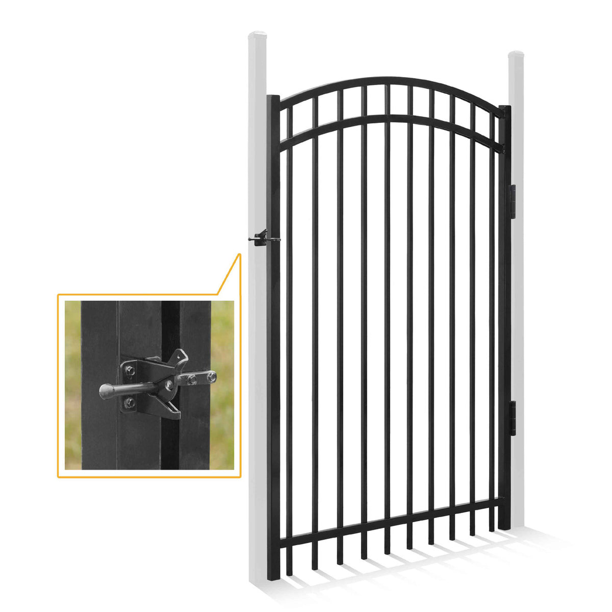 6FT Height x 4FT Width Heavy Duty Arched Decorative Fence Gate with Gate Lock, Multiple Options