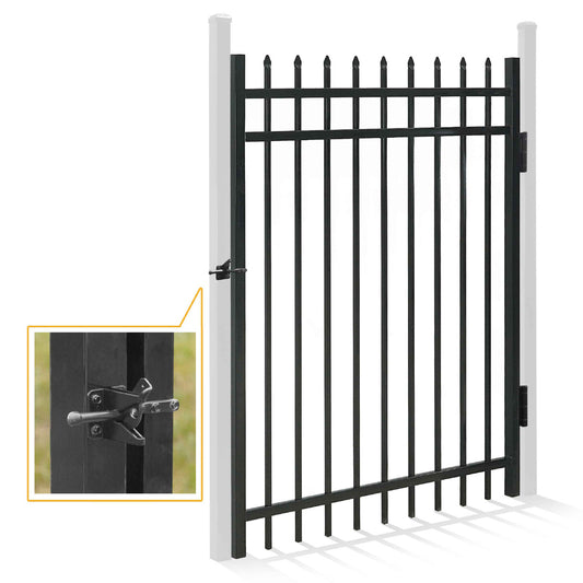 5FT Height X 4FT Width Heavy Duty Pinnacle Fence Gate with Lock Attachment, Multiple Options