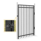 6FT Height X 4FT Width Heavy Duty Flat Top Fence Gate with Lock Attachment, Multiple Options