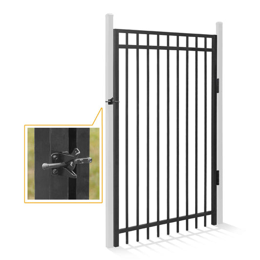6FT Height X 4FT Width Heavy Duty Flat Top Fence Gate with Lock Attachment, Multiple Options